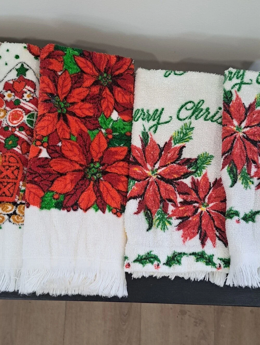 Vtg. 90s Grannycore Butter Mom Gottagecore Christmas Kitchen Linen Bundle 7 Pc.